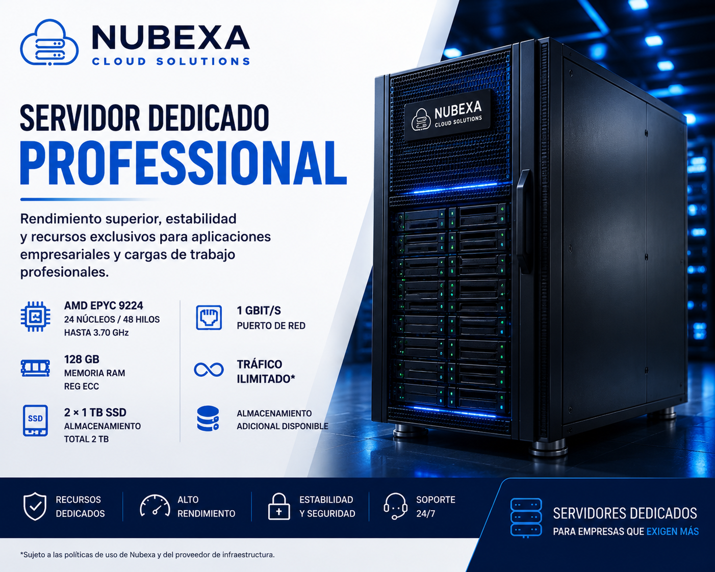 Servidor Dedicado Professional Nubexa AMD EPYC 9224 128 GB RAM