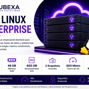 Nubexa VPS Linux Enterprise con 12 vCPU, 48 GB RAM y 400 GB SSD